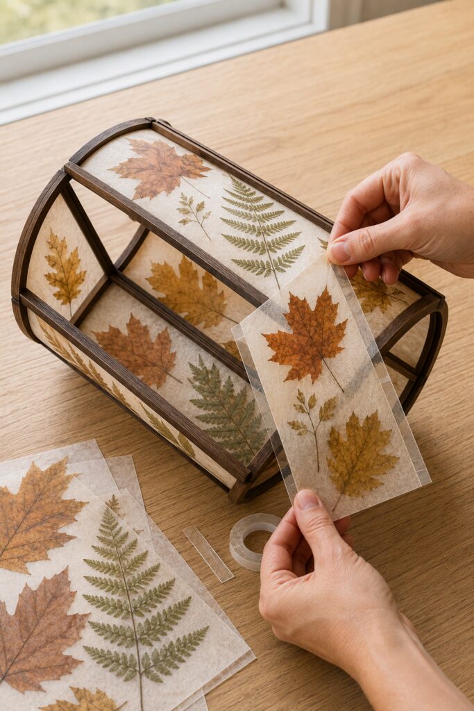 Fitting pressed-leaf panels in a walnut lantern