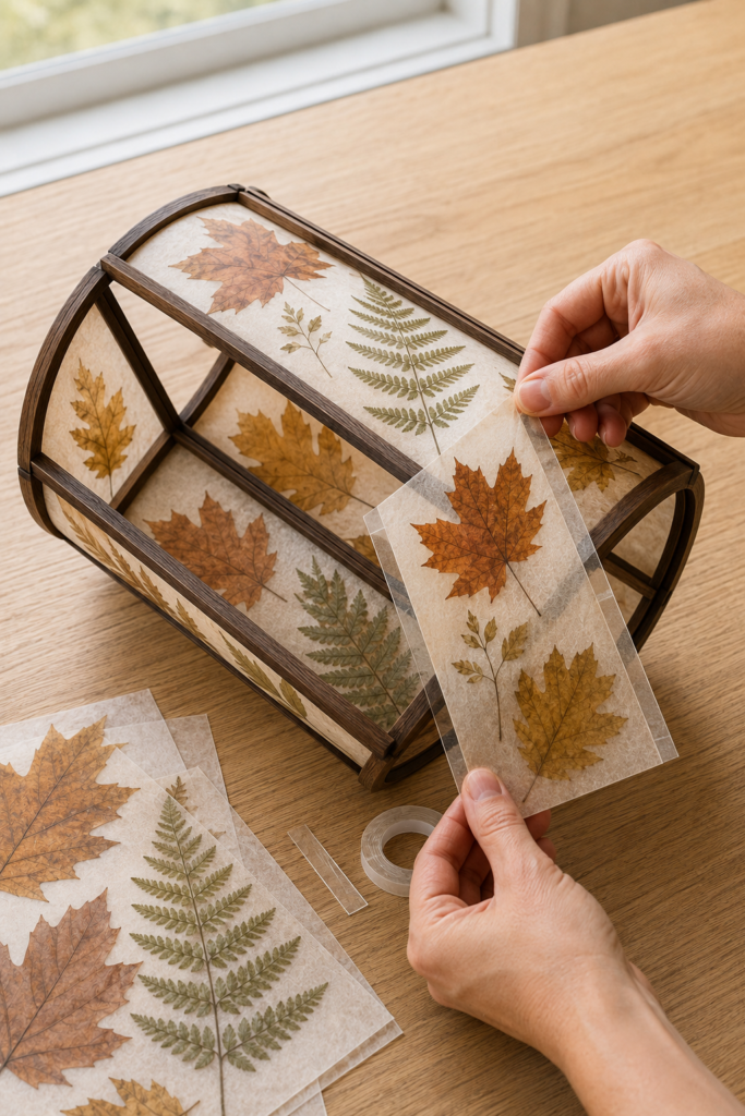 Fitting pressed-leaf panels in a walnut lantern