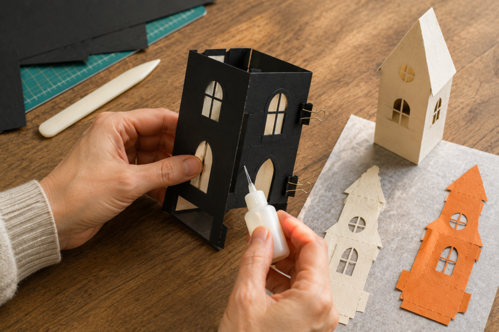 Folding a haunted paper house shell