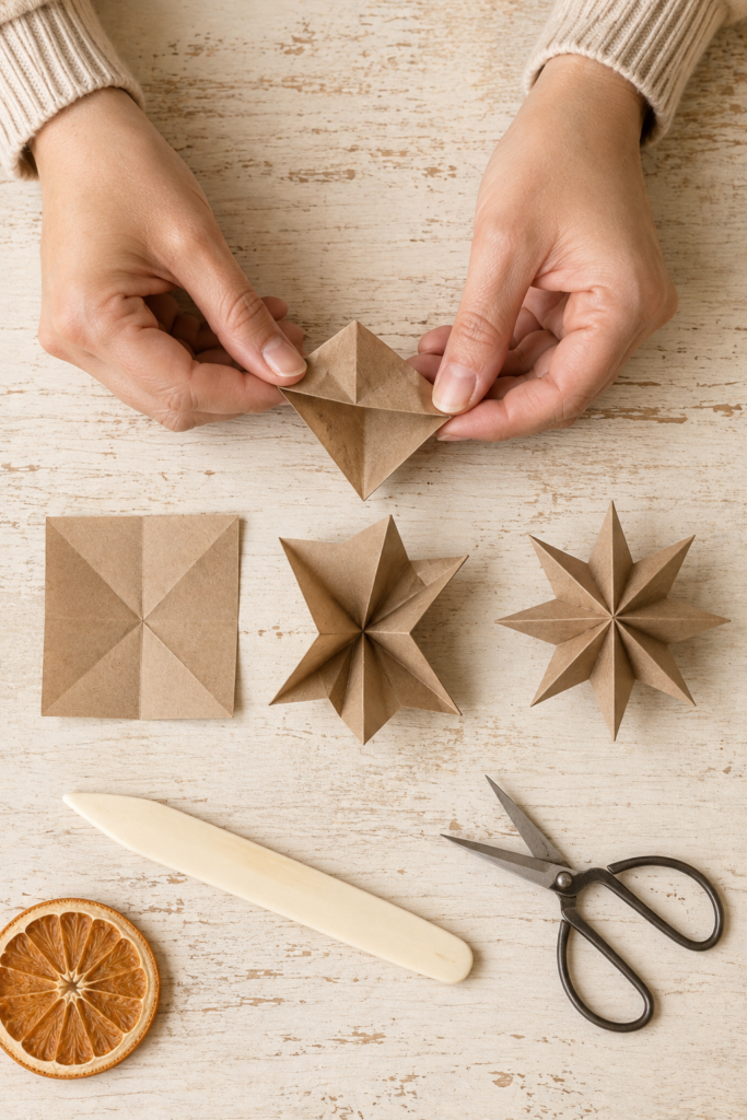 Folding an eight-point kraft star