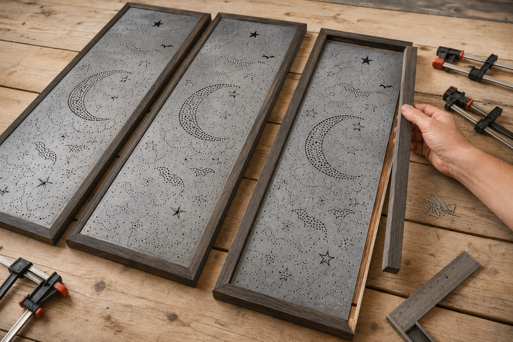Framing a pierced-metal celestial panel
