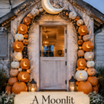 Full Arch of Jack o lanterns Around Front Door