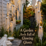 Garden Arch with DIY Cheesecloth Ghosts