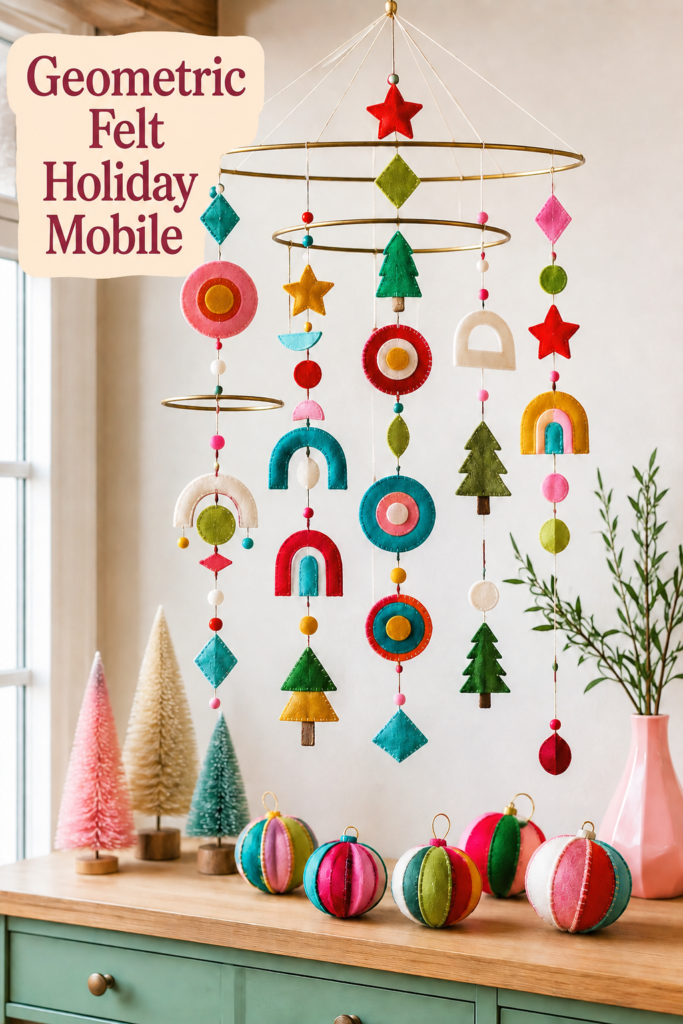 Geometric felt holiday mobile