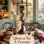 Ghost Mugs Dangling from Breakfast Table Carousel Centerpiece