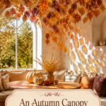 Glass Leaves Over Kitchen Table Casting Orange Light