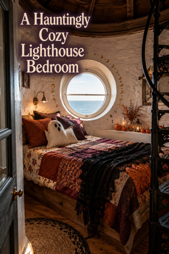 Halloween Bedroom with Ghost and Lighthouse Window