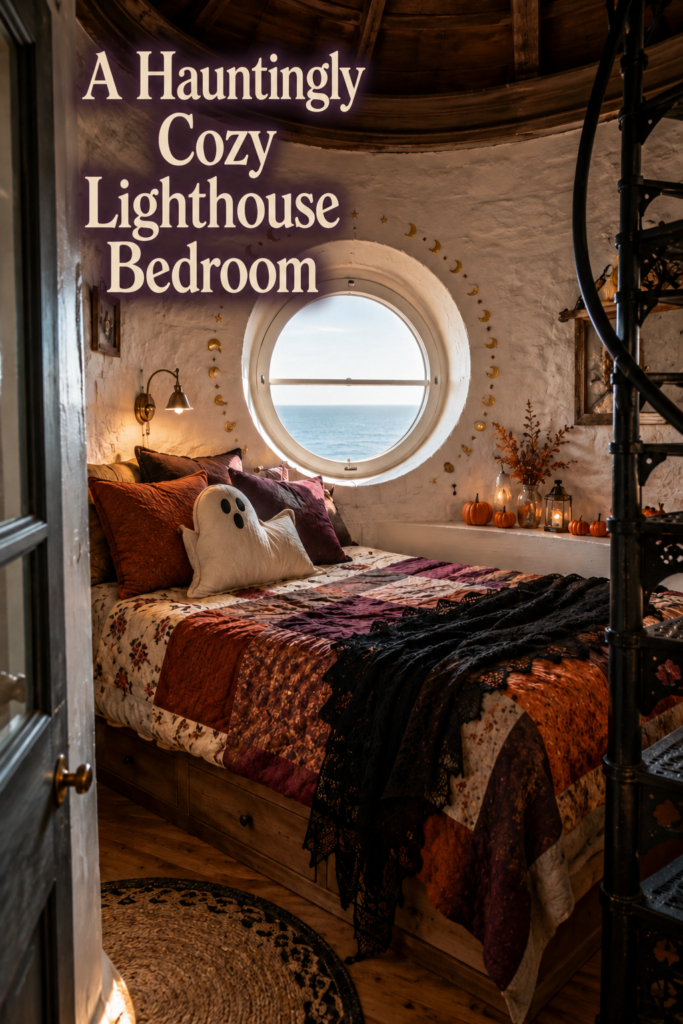 Halloween Bedroom with Ghost and Lighthouse Window