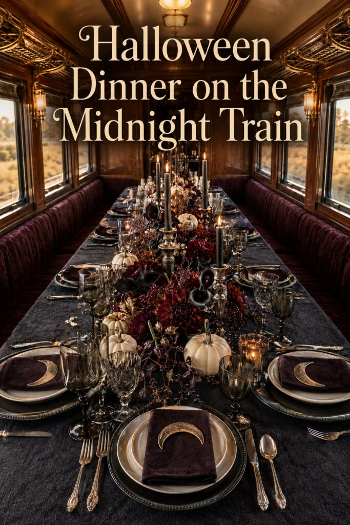 Halloween Dinner Table Setting on Midnight Train