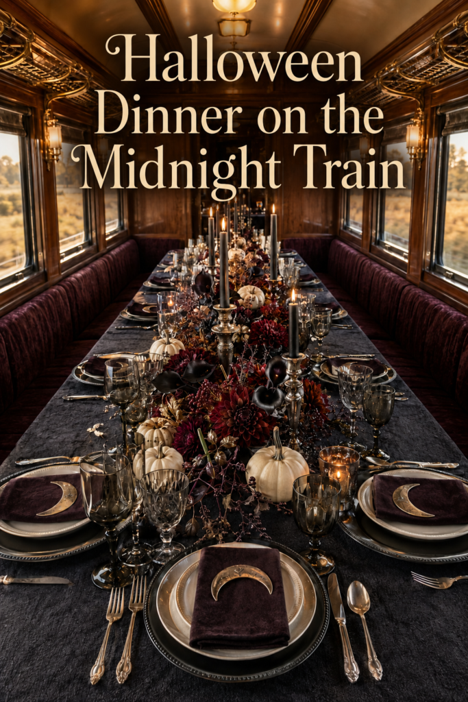 Halloween Dinner Table Setting on Midnight Train