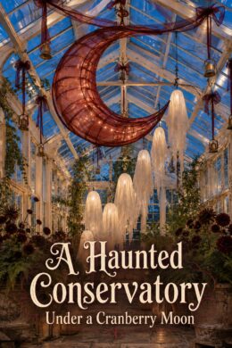 Halloween Haunted Conservatory with Ghosts and Cranberry Moon