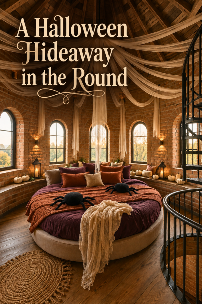 Halloween Hideaway with Round Bed and Giant Spider Pillows