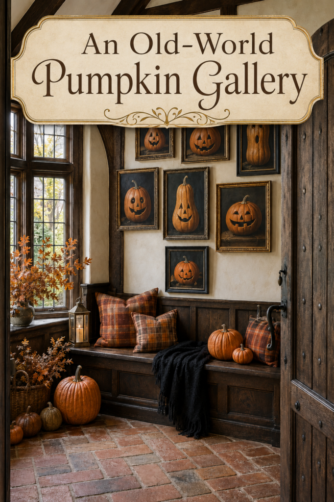 Halloween Pumpkin Gallery Wall in Mud Room