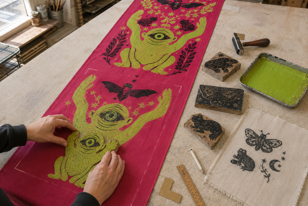 Hand-printing a Halloween creature banner