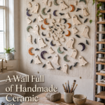 Handmade Ceramic Halloween Ghost Tiles on Wall