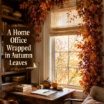 Home Office Window Draped in Fall Leaves