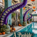 Indoor Hotel Pool with Large Octopus Arms for Halloween