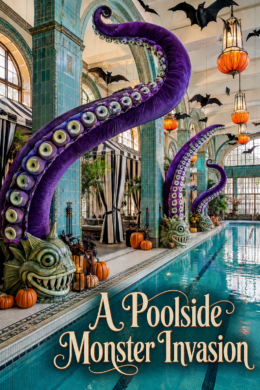 Indoor Hotel Pool with Large Octopus Arms for Halloween