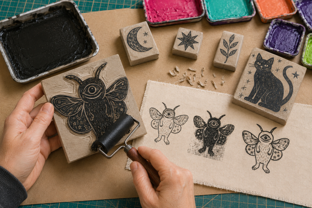 Inking and Testing the Moth Block