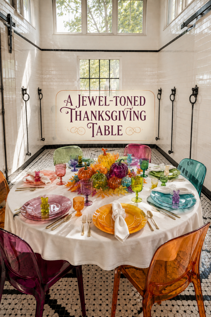 Jewel Toned Translucent Thanksgiving Table Setting
