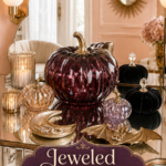 Jeweled Halloween Pumpkin and Bat Vanity Trays