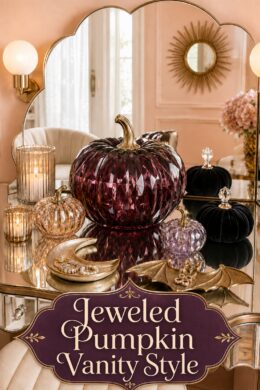 Jeweled Halloween Pumpkin and Bat Vanity Trays