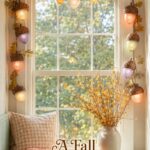 Large Acorn Light Garland Around Window Seat