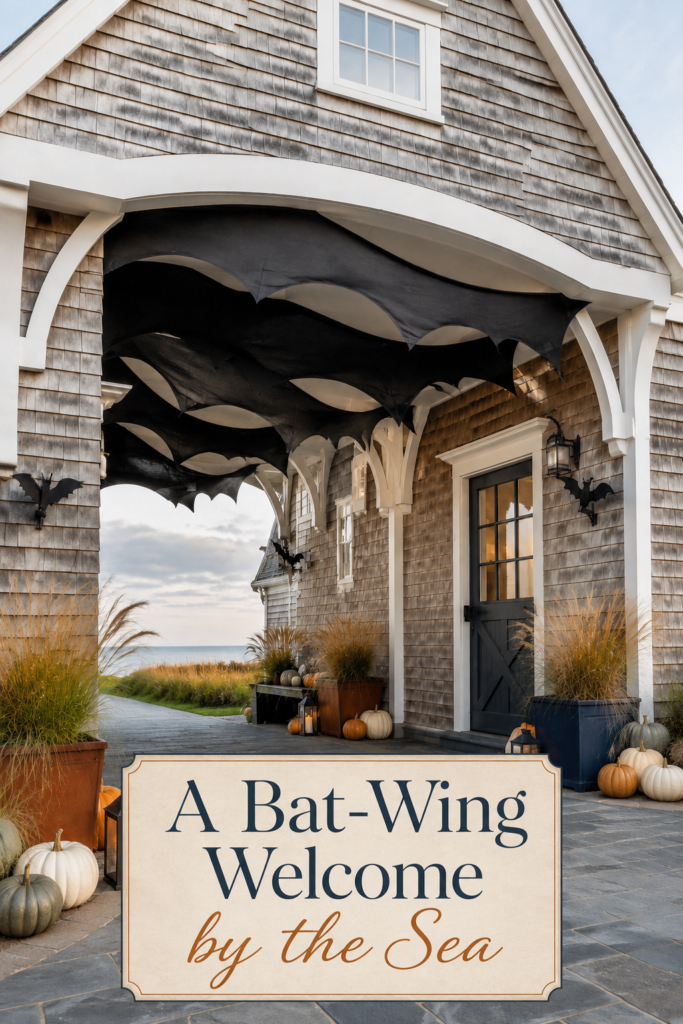 Large Halloween Bat Wings on Outdoor Pass Through