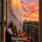 Large Halloween Ghost on Apartment Balcony