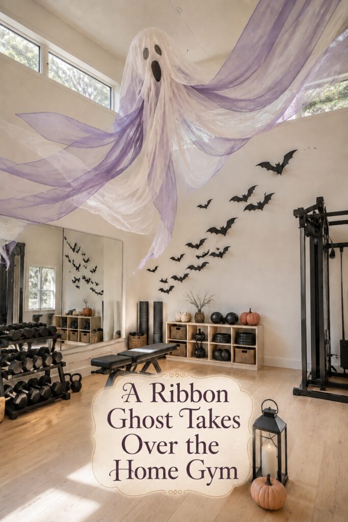 Large Ribbon Ghost Hanging in Home Gym