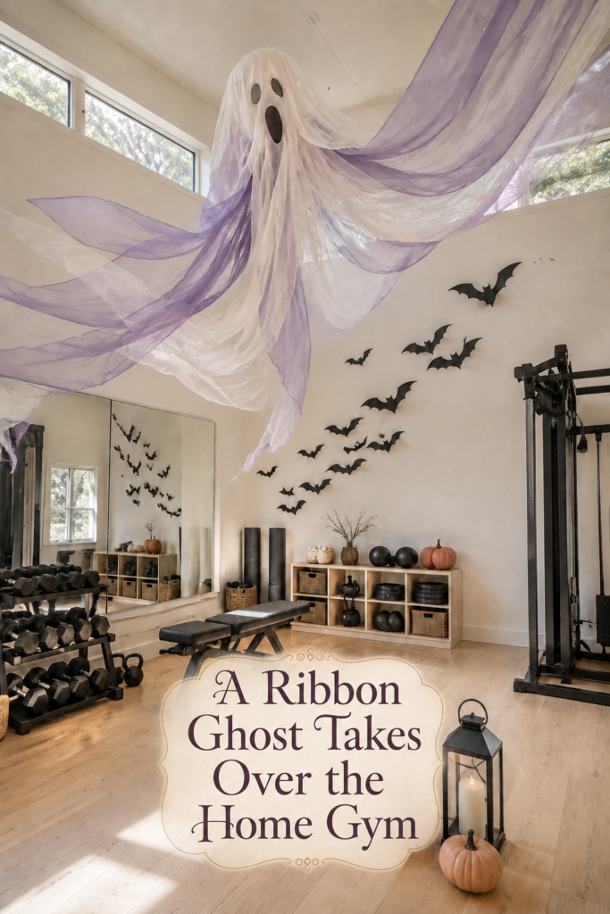 Large Ribbon Ghost Hanging in Home Gym