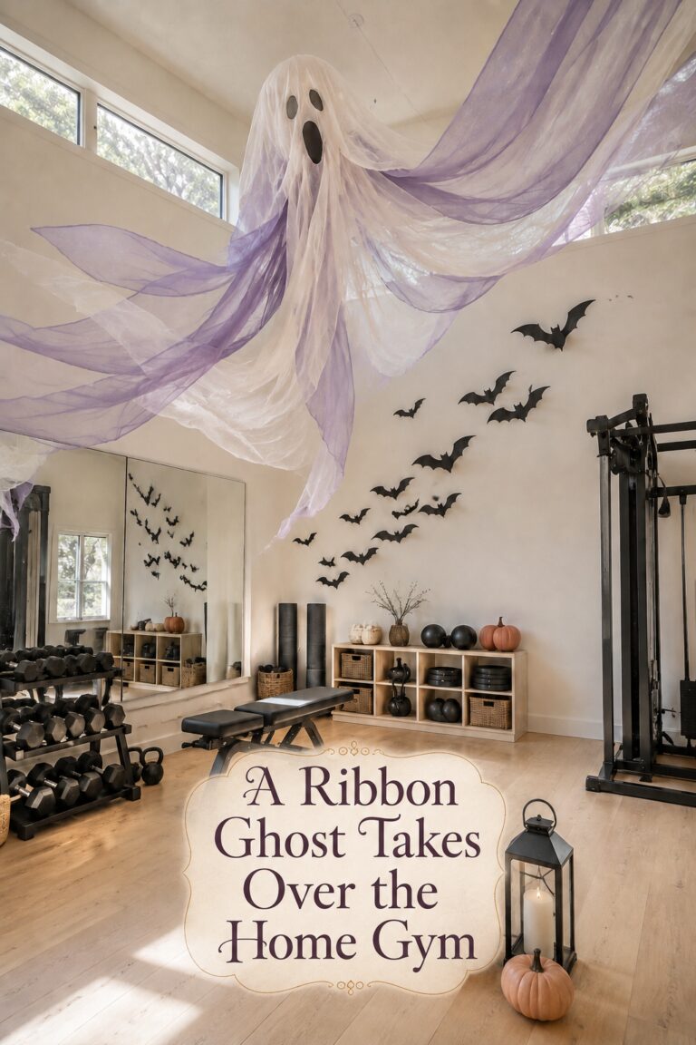Large Ribbon Ghost Hanging in Home Gym