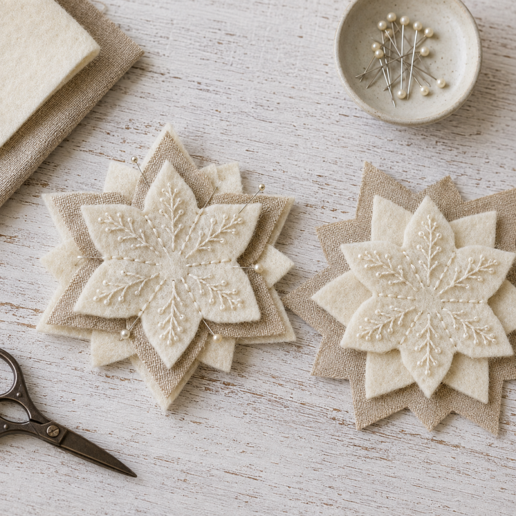 Layered Snowflake Ornament in Progress