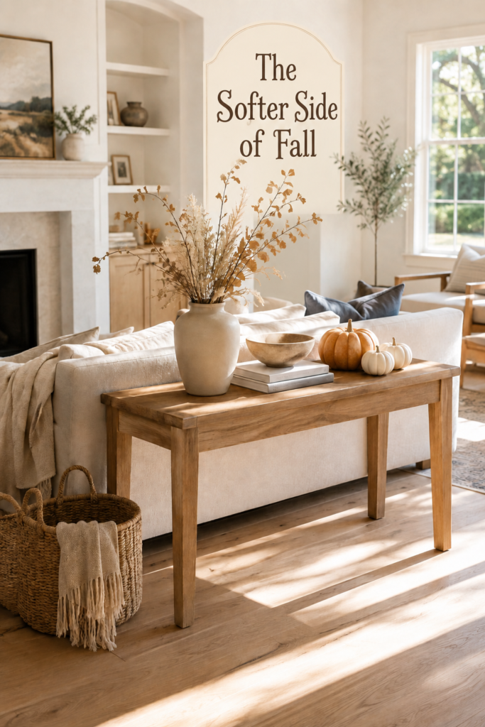Light and Natural Fall Console Table Decor