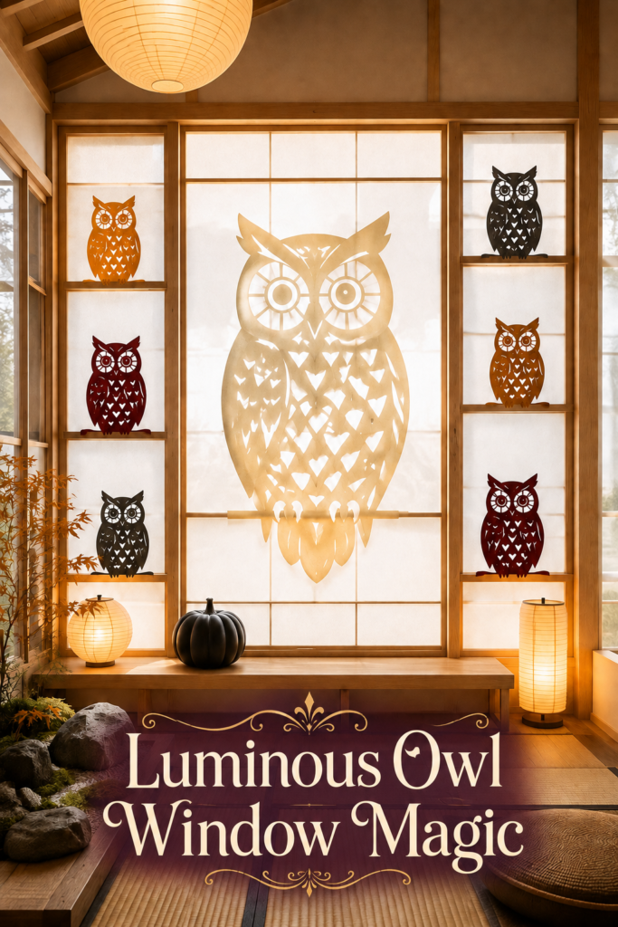 Luminous Owl Window Magic for Halloween