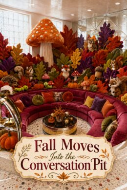 Maximalist Fall Display in Berry for Conversation Pit