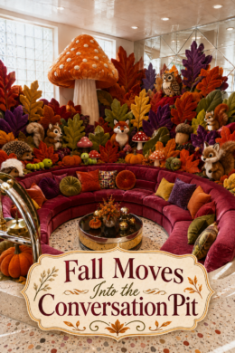 Maximalist Fall Display in Berry for Conversation Pit