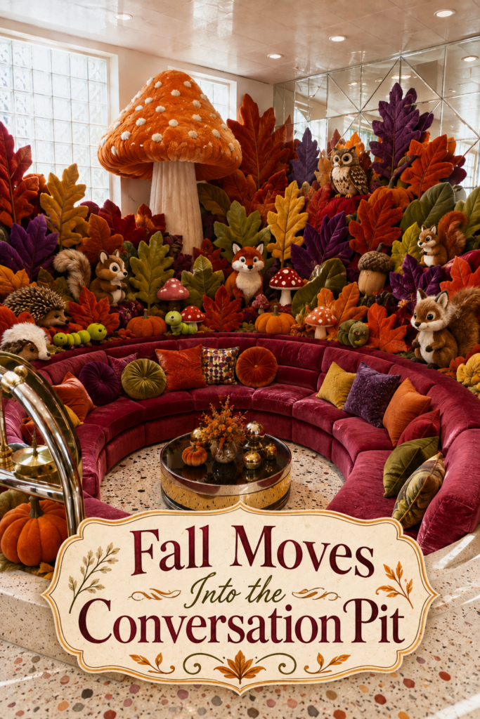 Maximalist Fall Display in Berry for Conversation Pit