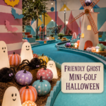 Mini-golf course and Halloween ghosts