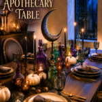 Moon and Pumpkin Apothecary Halloween Tablescape