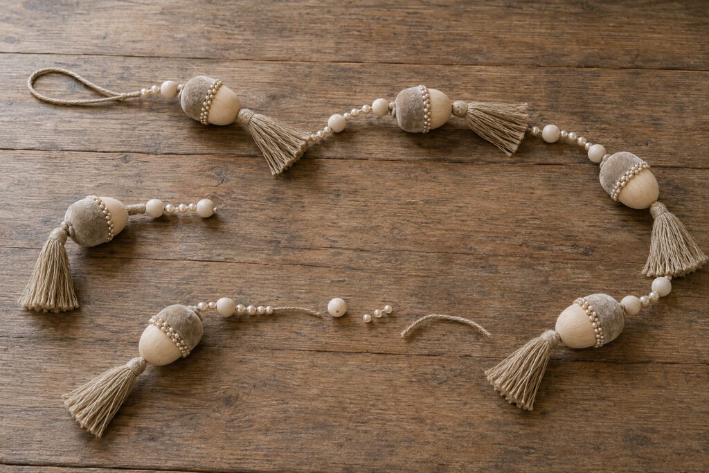 Neutral fall garland stringing