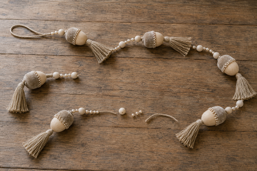 Neutral fall garland stringing