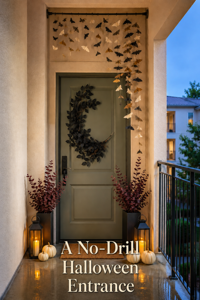 No Drill Fall and Halloween Front Door Decor