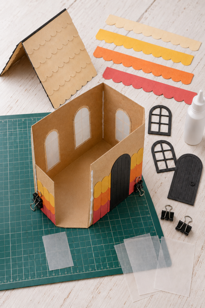 Open kraft cottage with vellum windows