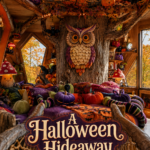 Orange Red Purple Halloween Tree House Hideaway