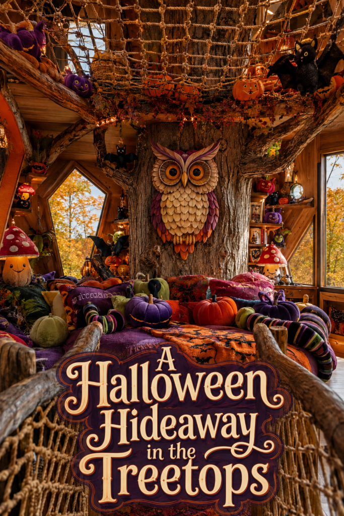 Orange Red Purple Halloween Tree House Hideaway