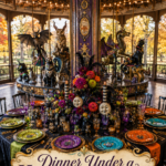 Ornate Halloween Table Setting in Jewel Tones