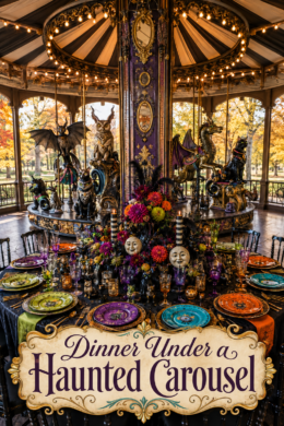 Ornate Halloween Table Setting in Jewel Tones