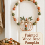 Painted Wood Bead Fall Pumpkin Wall or Door Hanging