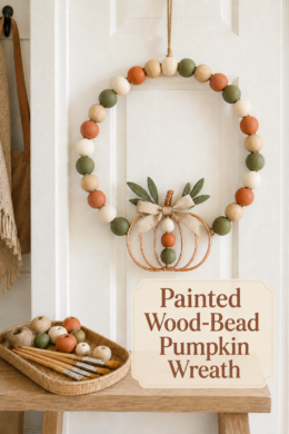 Painted Wood Bead Fall Pumpkin Wall or Door Hanging